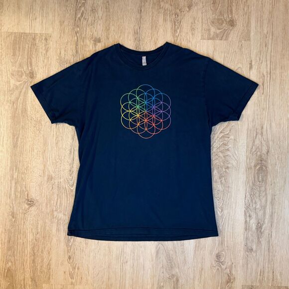 Coldplay Tour T-Shirt 2016 A Head Full Of Dreams Navy Blue Size XL Band Tee - Picture 1 of 6